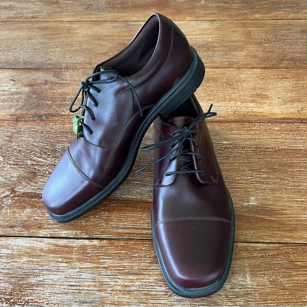 NEW Rockport Leather Ellingwood Oxford Waterproof Burgundy Men’s Sz 8.5M